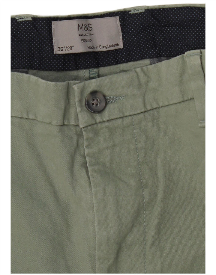 MARKS & SPENCER Pantalon Chino Skinny Homme W36 L29 Vert Coton