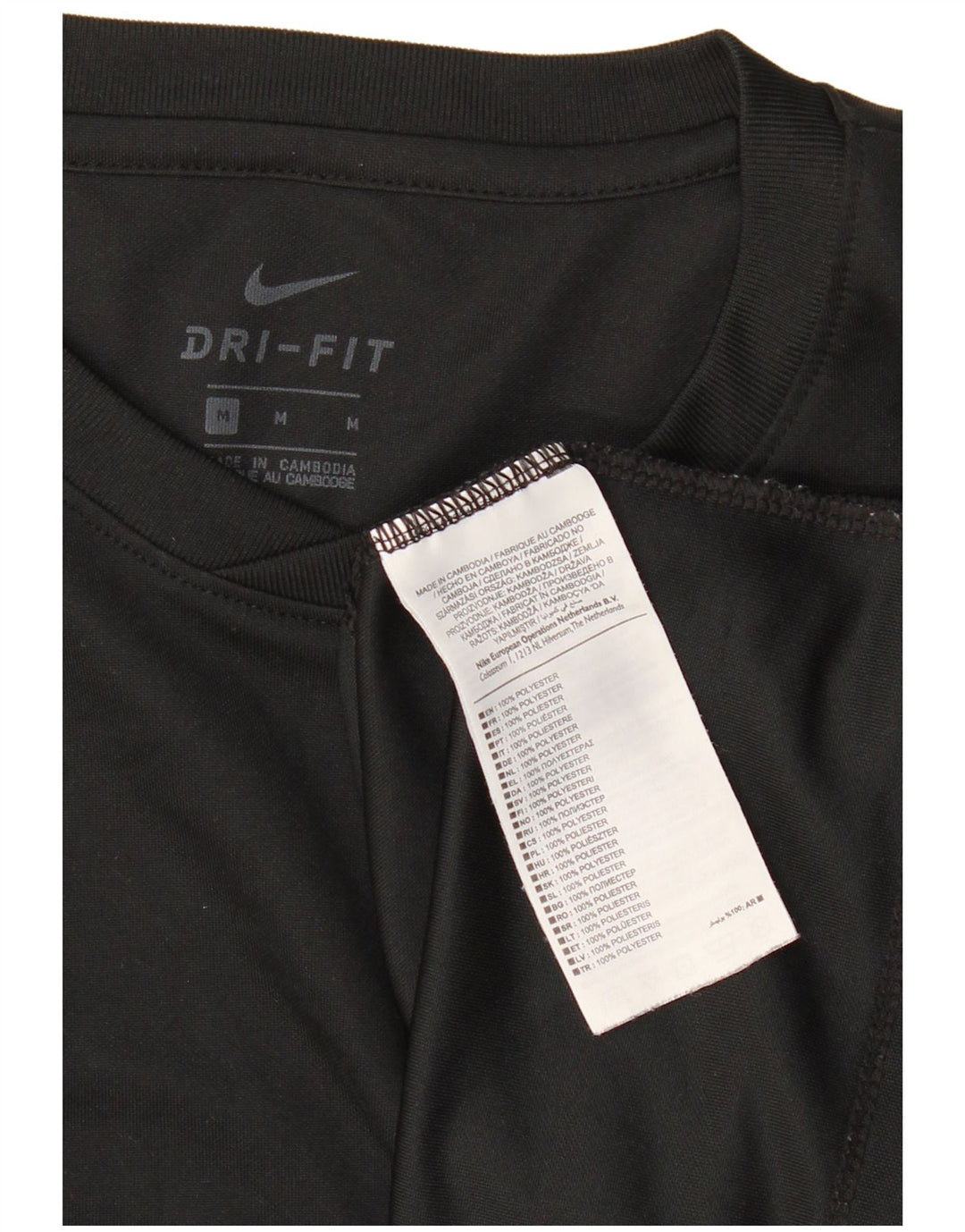 NIKE Hommes Dri Fit T-Shirt Haut Noir Moyen Polyester