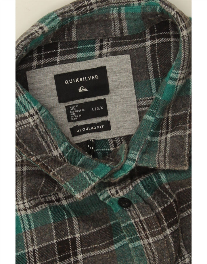 Quiksilver Chemise en flanelle coupe régulière pour homme, grand carreaux en coton gris