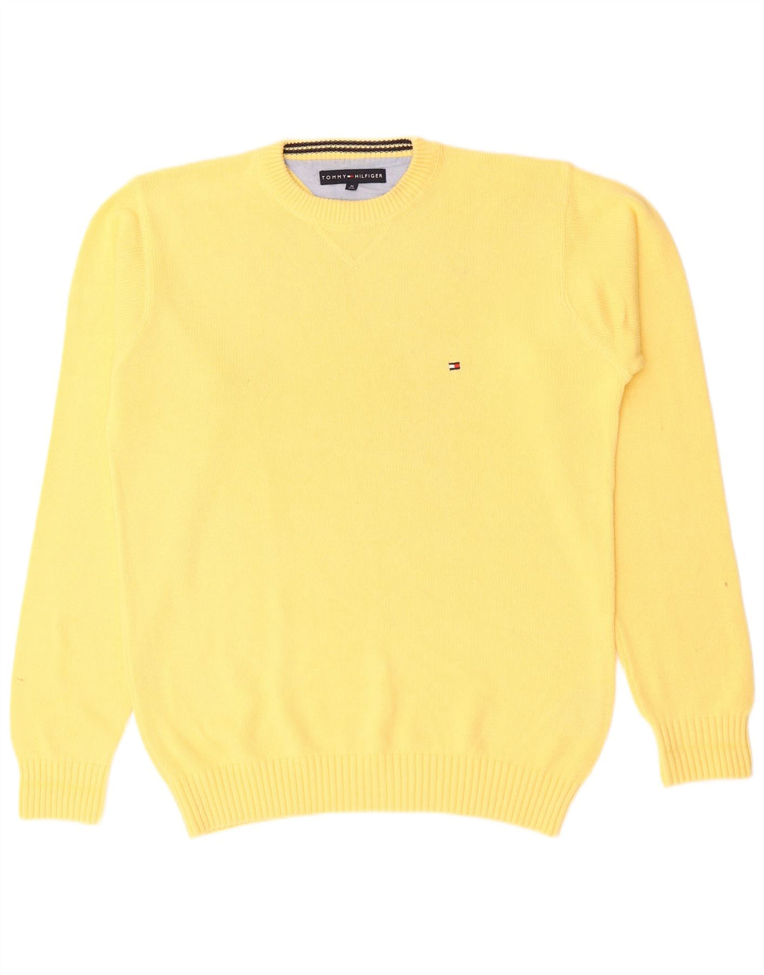 TOMMY HILFIGER Pull Col Ras du Cou Homme Jaune Moyen Coton