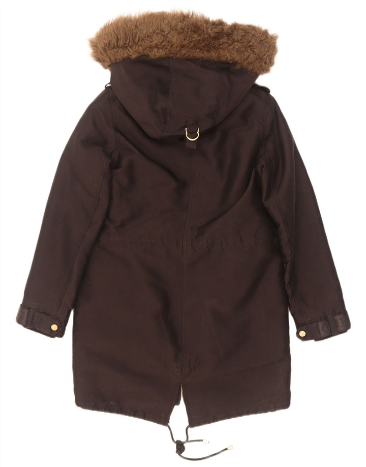 Guess Parka à capuche graphique pour femme UK 6 XS Noir Polyester