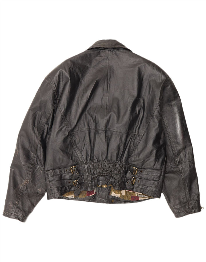veste de motard en cuir vintage pour homme IT 50 Medium Black