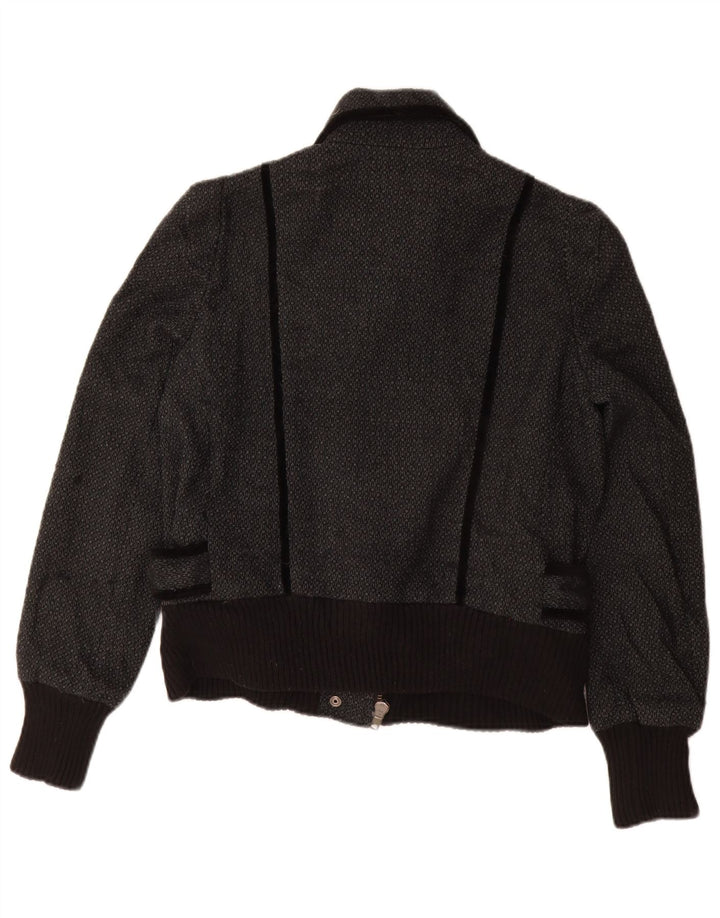 French Connection Veste bomber coupe ample pour femme UK 10 Petit gris géométrique
