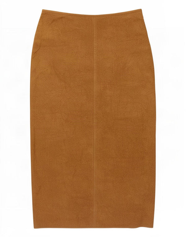 vintage Femme Taille Haute Jupe Midi EU 48 2XL W34 Beige