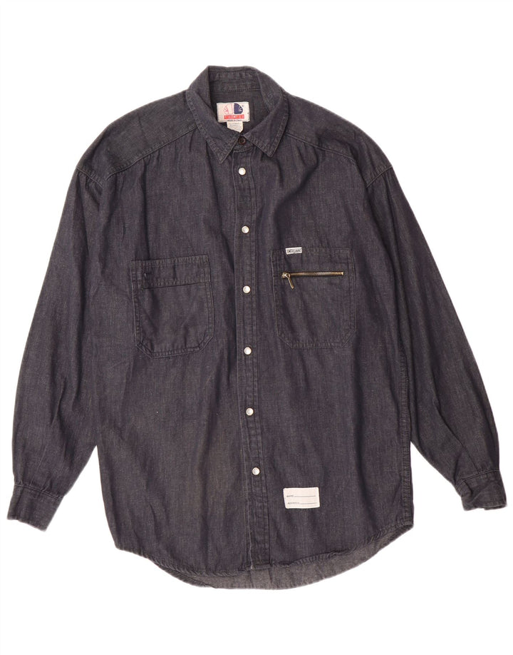 Americanino Chemise En Jean Homme Bleu Marine Moyen Coton