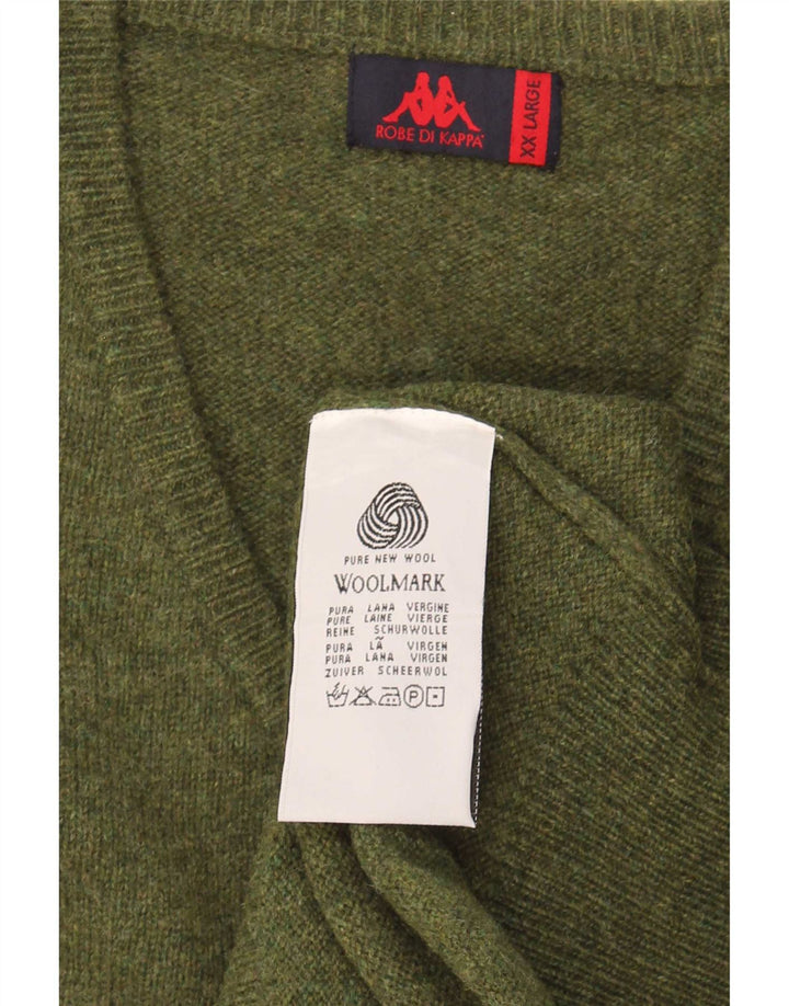 Kappa Pull col V pour homme 2XL Kaki Laine vierge
