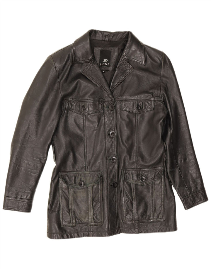 Matinee Veste en cuir pour femme UK 14 Medium Noir