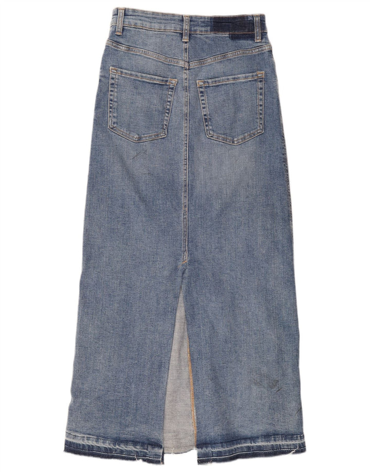 Zara Femme Jupe Midi En Jean Petit W26 Bleu Coton