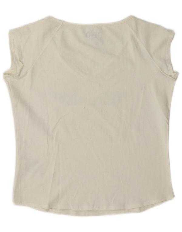 Armani Jeans T-shirt court graphique pour femme UK 10 petit coton blanc