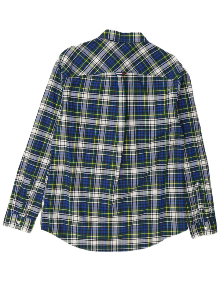 Tommy Hilfiger Chemise en flanelle pour homme en coton à carreaux bleus