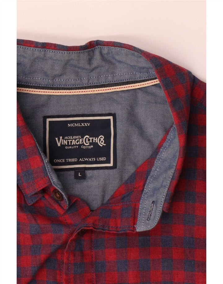 Jack & Jones Chemise à Manches Courtes Homme Grand Rouge Vichy Coton