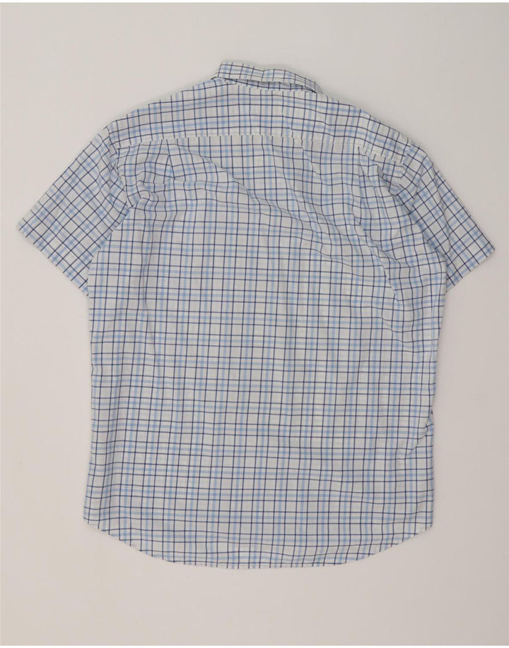 Lacoste Chemise à manches courtes pour hommes Taille 42 Grand coton à carreaux bleus