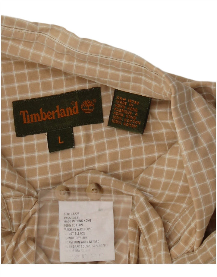 Timberland Chemise à manches courtes pour hommes en coton à carreaux beiges