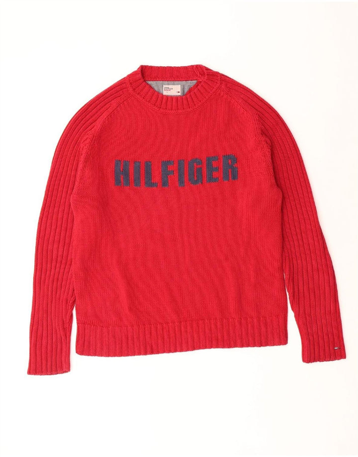 TOMMY HILFIGER Pull graphique à col rond pour homme, grand rouge classique