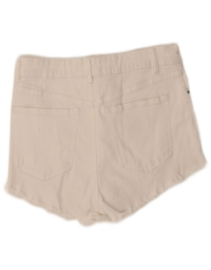 ZARA Womens Denim Shorts EU 38 Small W28  White Cotton