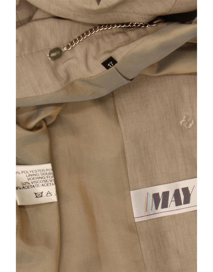 vintage Femme 3/4 Manches Trench Coat UK 17 Grand Beige Polyester