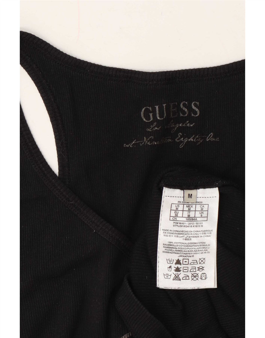 Guess Débardeur graphique pour femme UK 8 Small Noir Coton
