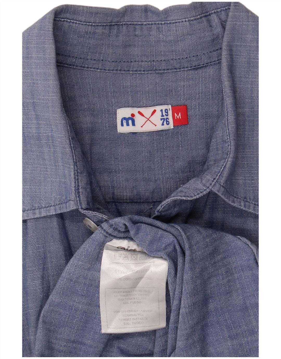 Chemise homme vintage coton bleu moyen
