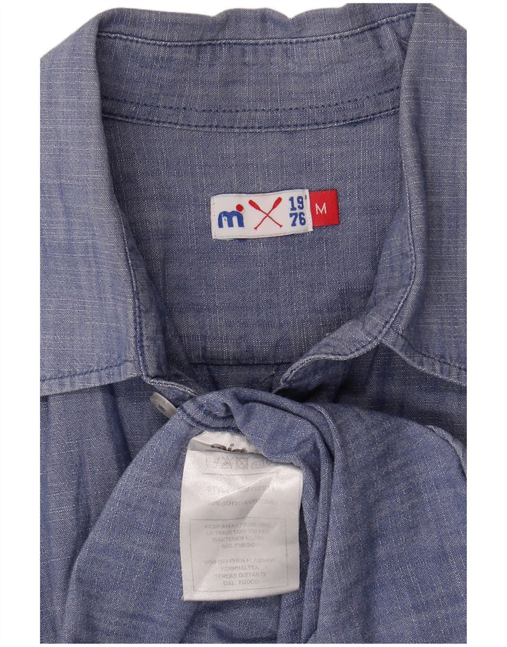 Chemise homme vintage coton bleu moyen