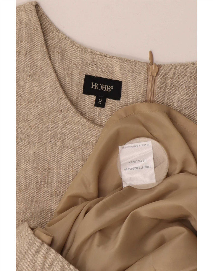Hobbs Robe fourreau à motif abstrait pour femme UK 8 Petit Beige Géométrique