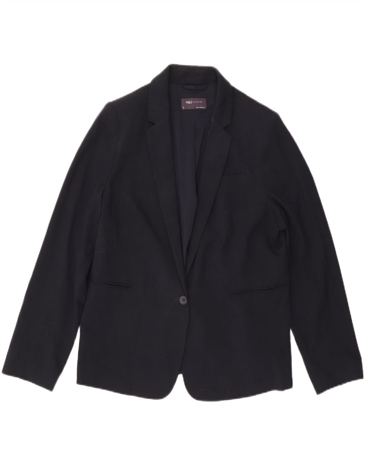 Marks & Spencer Veste blazer à 1 bouton pour femme UK 14 Large Bleu marine