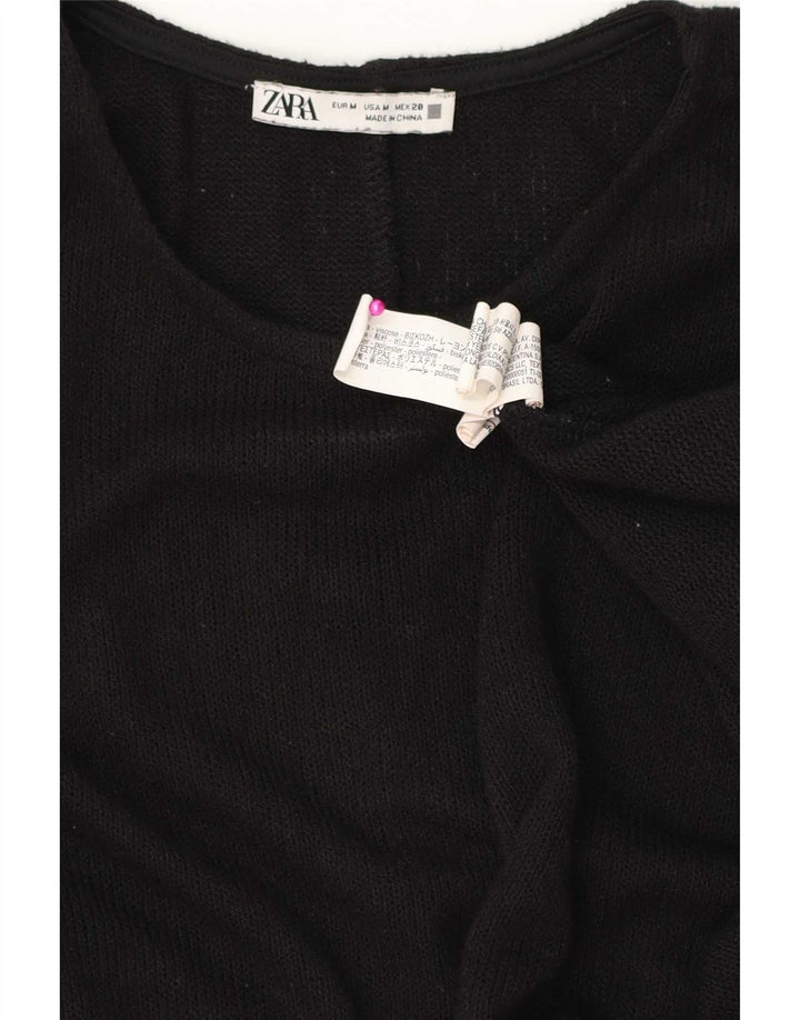 Zara Femme Poncho Blouse Top UK 14 Medium Noir Viscose