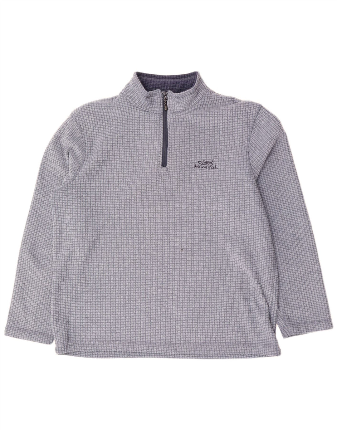 Weird Fish Pull polaire à col zippé pour homme 2XL Bleu à carreaux Polyester