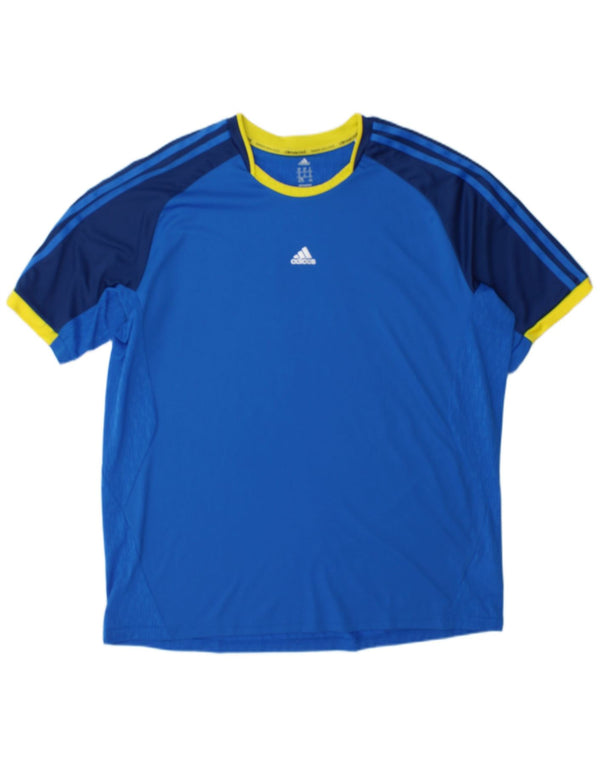 Adidas Hommes Climacool T-Shirt Top XL Bleu Colorblock Polyester