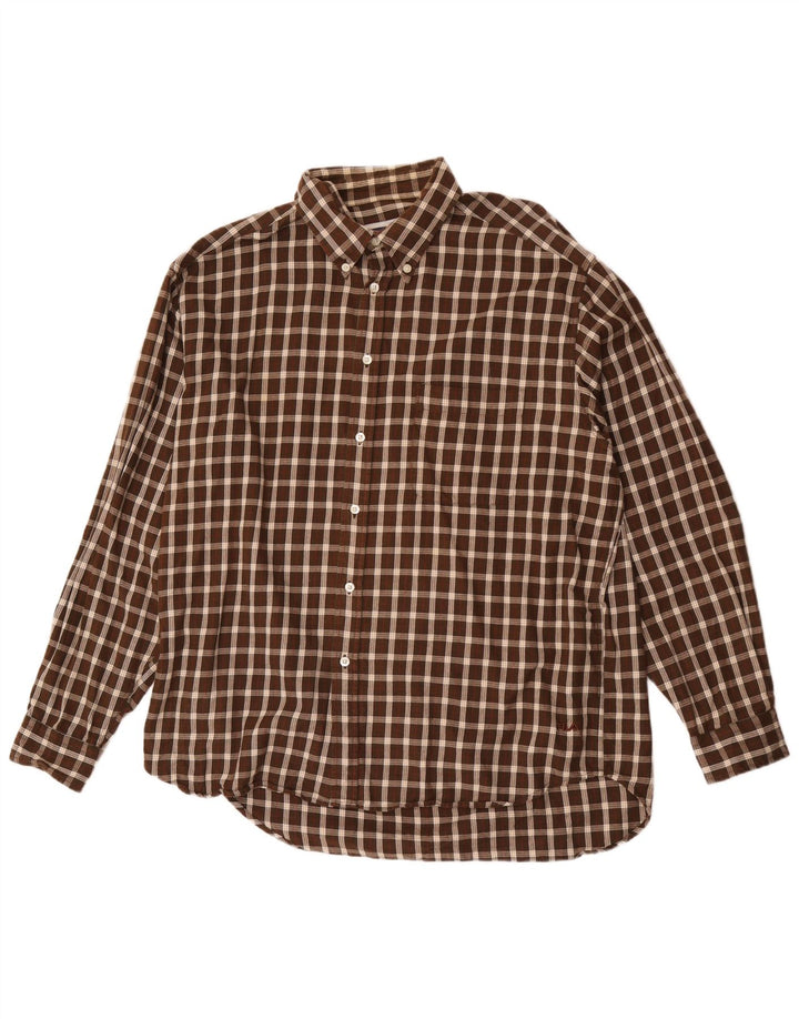 Fila Chemise en flanelle XL pour homme en coton à carreaux marron