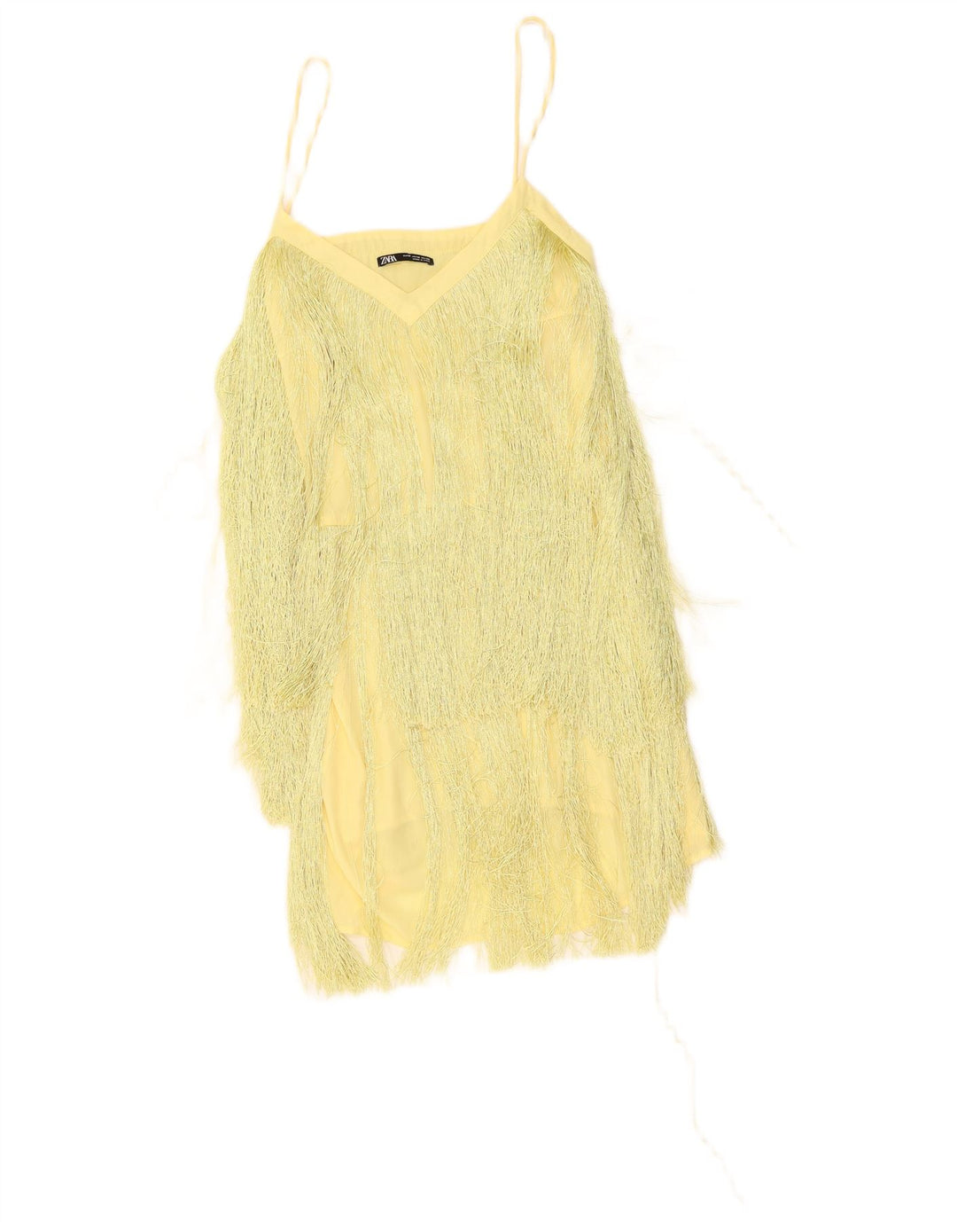 Zara Femme Robe Charleston UK 12 Polyester Jaune Moyen