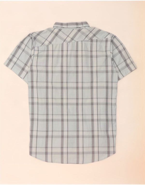 Oakley Chemise à manches courtes pour homme en coton à carreaux bleu moyen