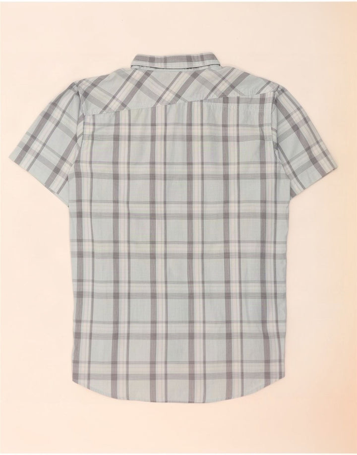 Oakley Chemise à manches courtes pour homme en coton à carreaux bleu moyen