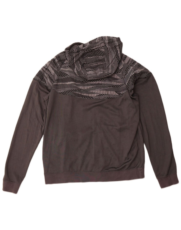 NIKE Mens Zip Hoodie Sweater Large Grey Geometric Cotton
