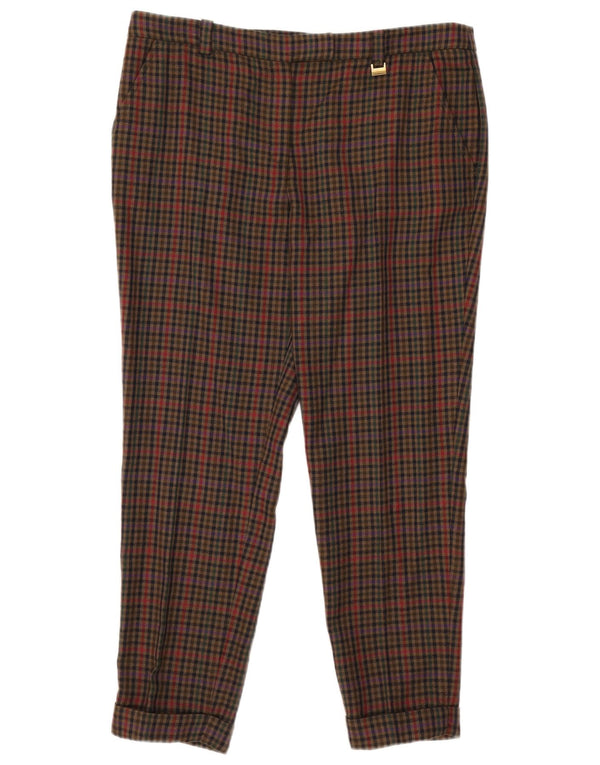 Luisa Spagnoli Pantalon court slim pour femme IT 48 XL W36 L27 Kaki Vichy