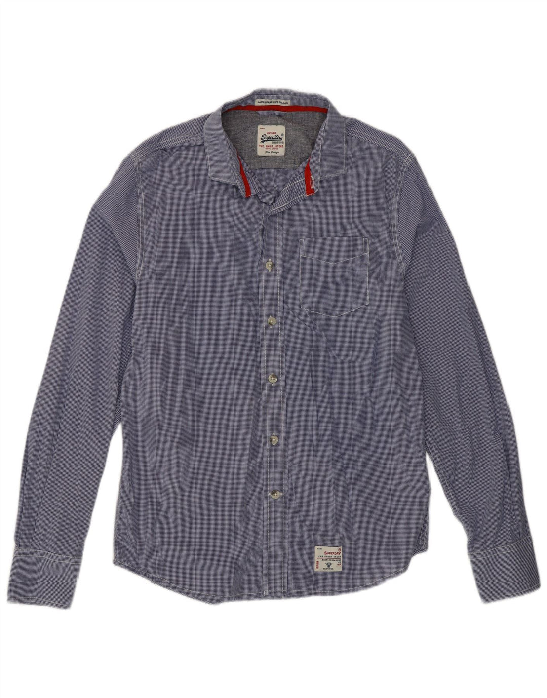 Superdry Chemise Homme Large Bleu Vichy Coton
