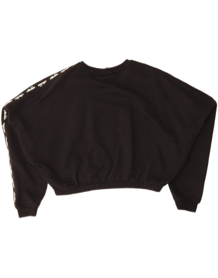 ELLESSE Womens Oversized Crop Sweatshirt Jumper UK 14 Medium  Black Vintage Ellesse and Second-Hand Ellesse from Messina Hembry 