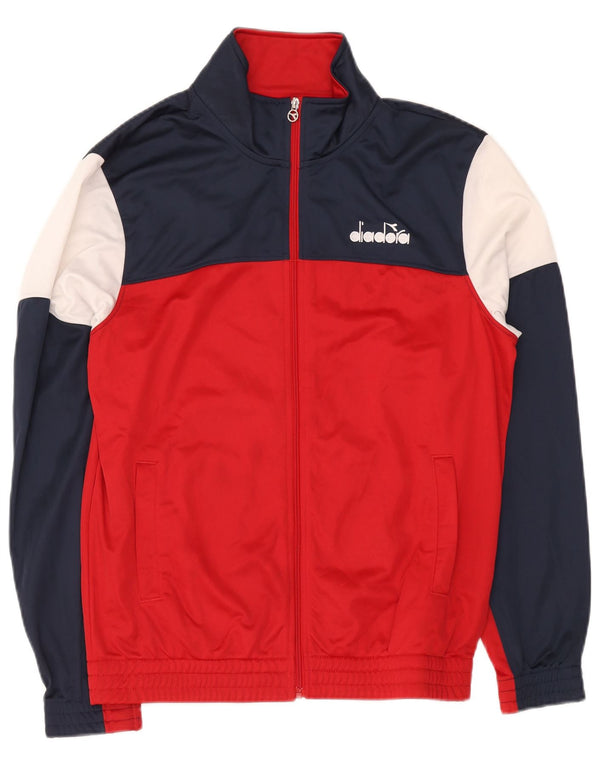 Diadora Veste de survêtement pour homme Large Rouge Colorblock Polyester