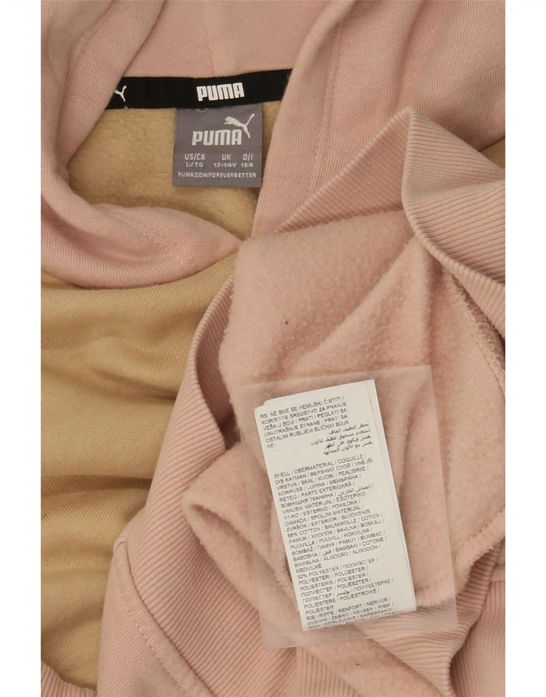PUMA Sweat à capuche graphique pour fille 13-14 ans Rose en coton color block