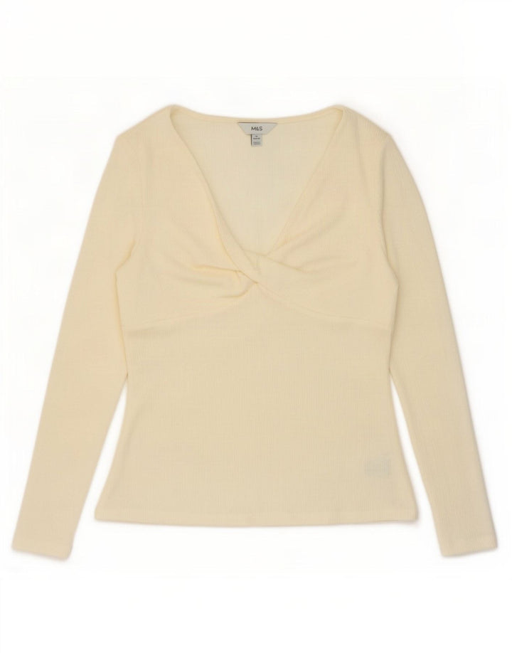 Marks & Spencer Haut à manches longues pour femme UK 44 Medium Blanc cassé Polyester