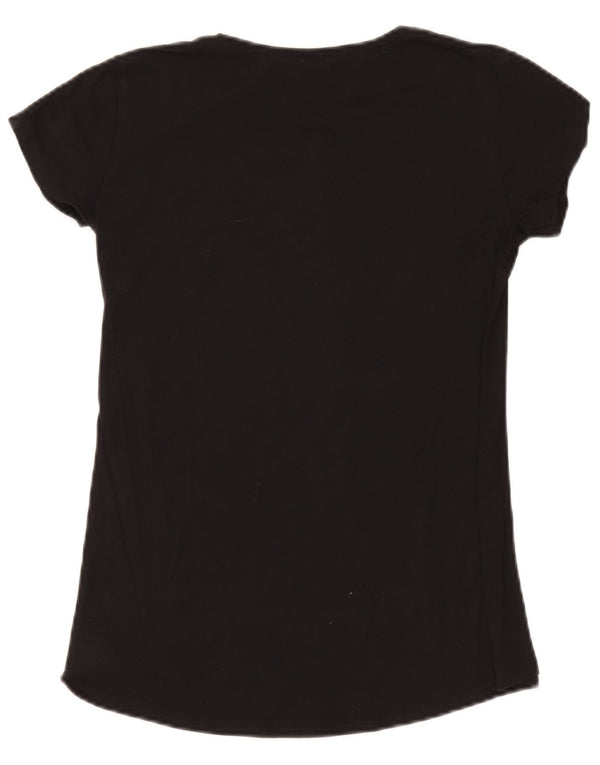 Benetton T-shirt graphique pour femme UK 10 Small Noir