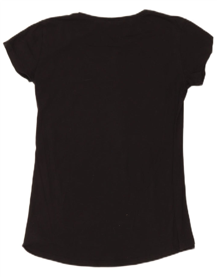 Benetton T-shirt graphique pour femme UK 10 Small Noir