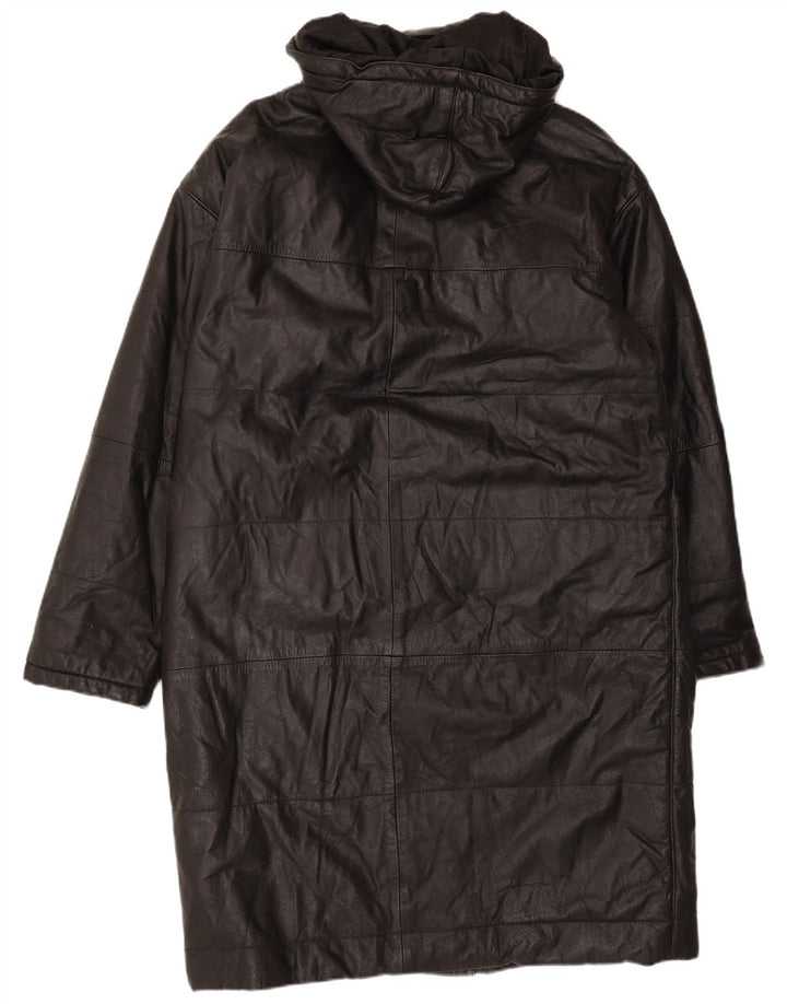 Manteau en cuir à capuche pour femme Orfatti IT 48 XL Noir
