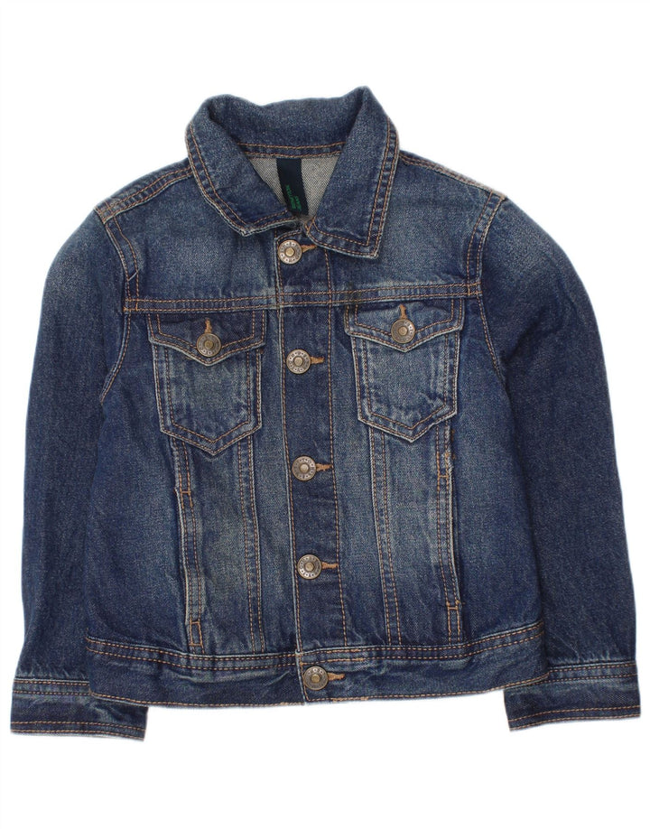 Benetton Veste en Jean Garçon 3-4 Ans 2XS Bleu Coton