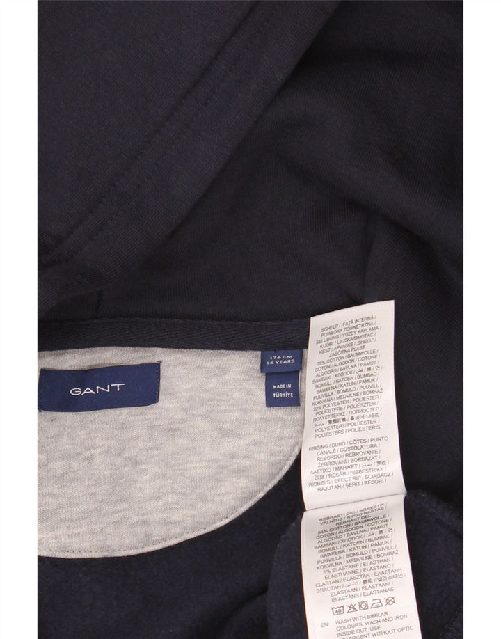 GANT Pull à capuche zippé graphique pour garçon 15-16 ans Bleu marine Coton