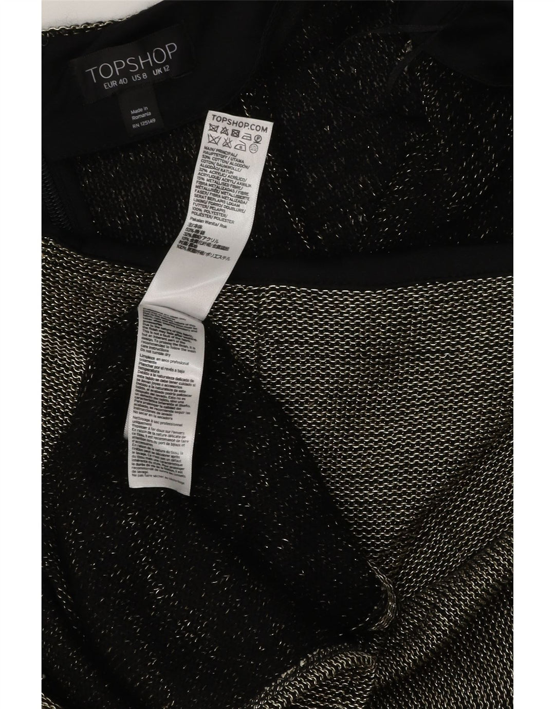 Topshop Jupe mi-longue pour femme UK 12 Medium W32 Noir Polyester