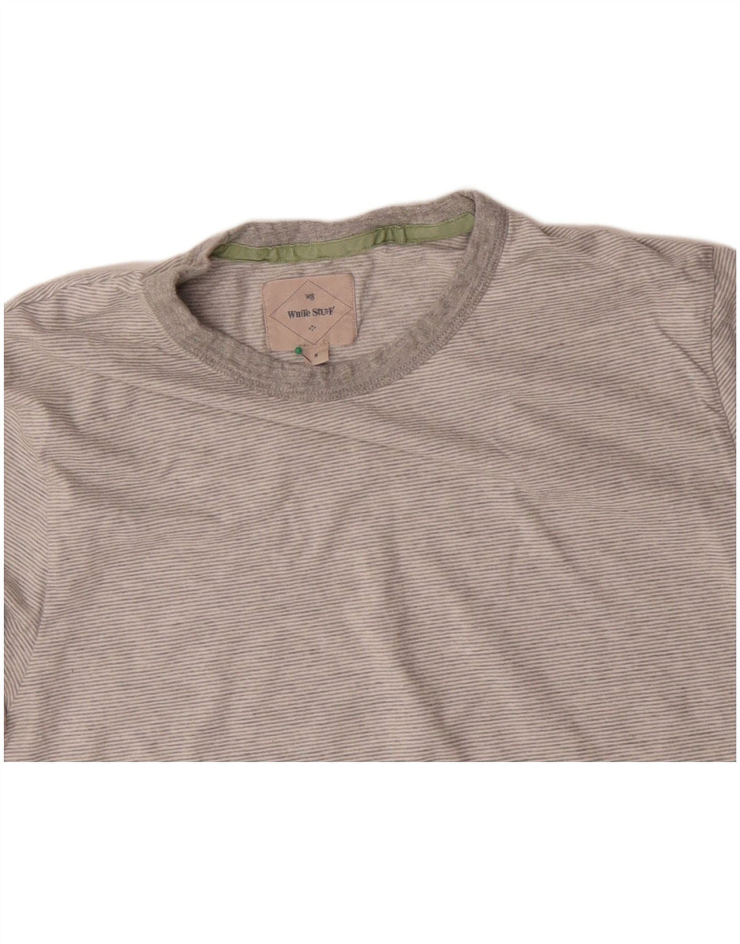 WHITE STUFF T-Shirt Homme Gris Moyen à Fines Rayures en Coton