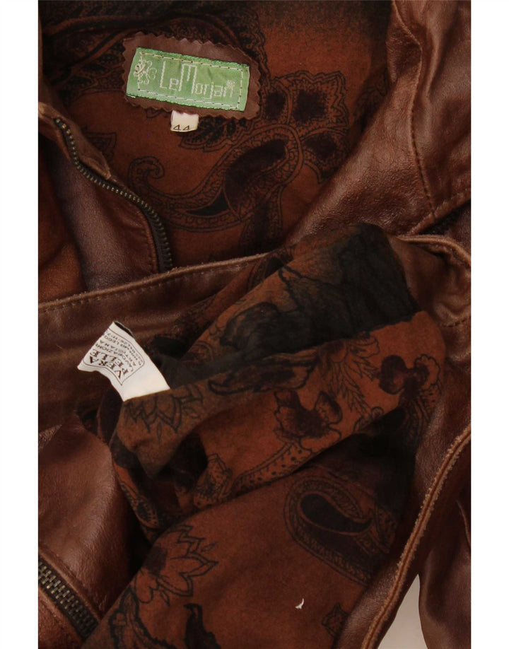 veste de course en cuir femme vintage IT 44 Brun moyen