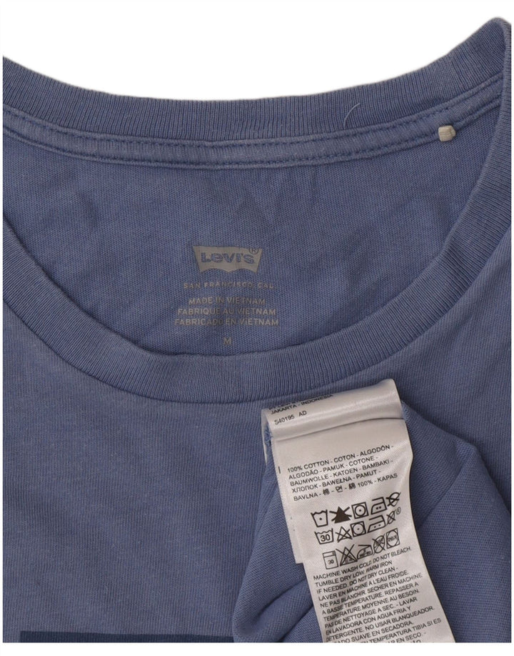 Levi's T-Shirt Graphique Femme UK 14 Bleu Moyen Coton
