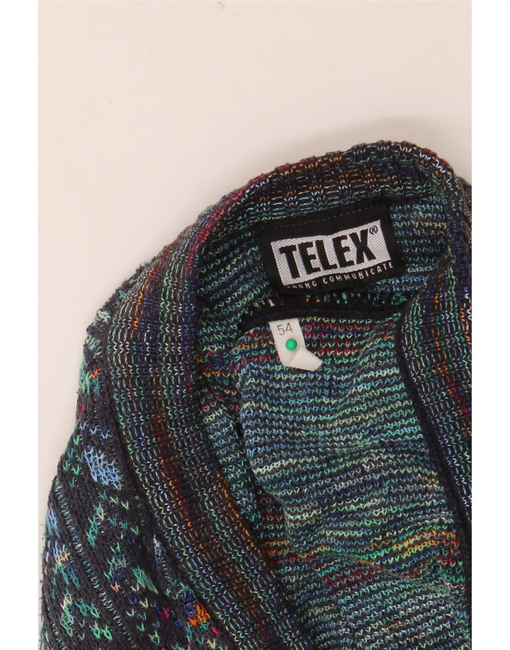 vintage Mens Cardigan Sweater IT 54 XL Multicolore Géométrique