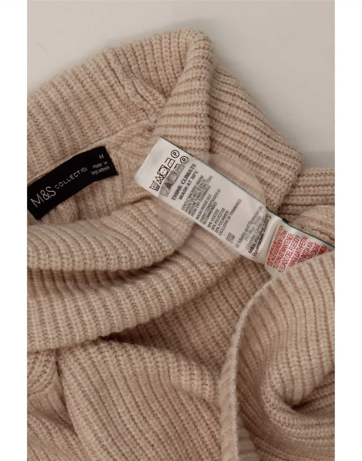 Marks & Spencer Pull col roulé pour femme UK 14 Viscose beige moyen